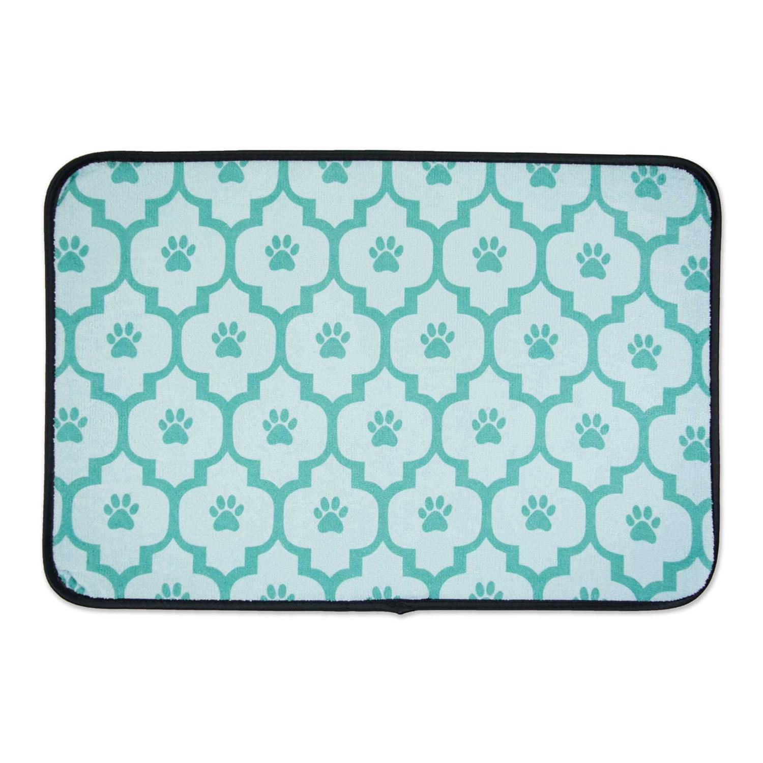 Bone Dry and Off White Lattice Paw Pet Mat - Healthber