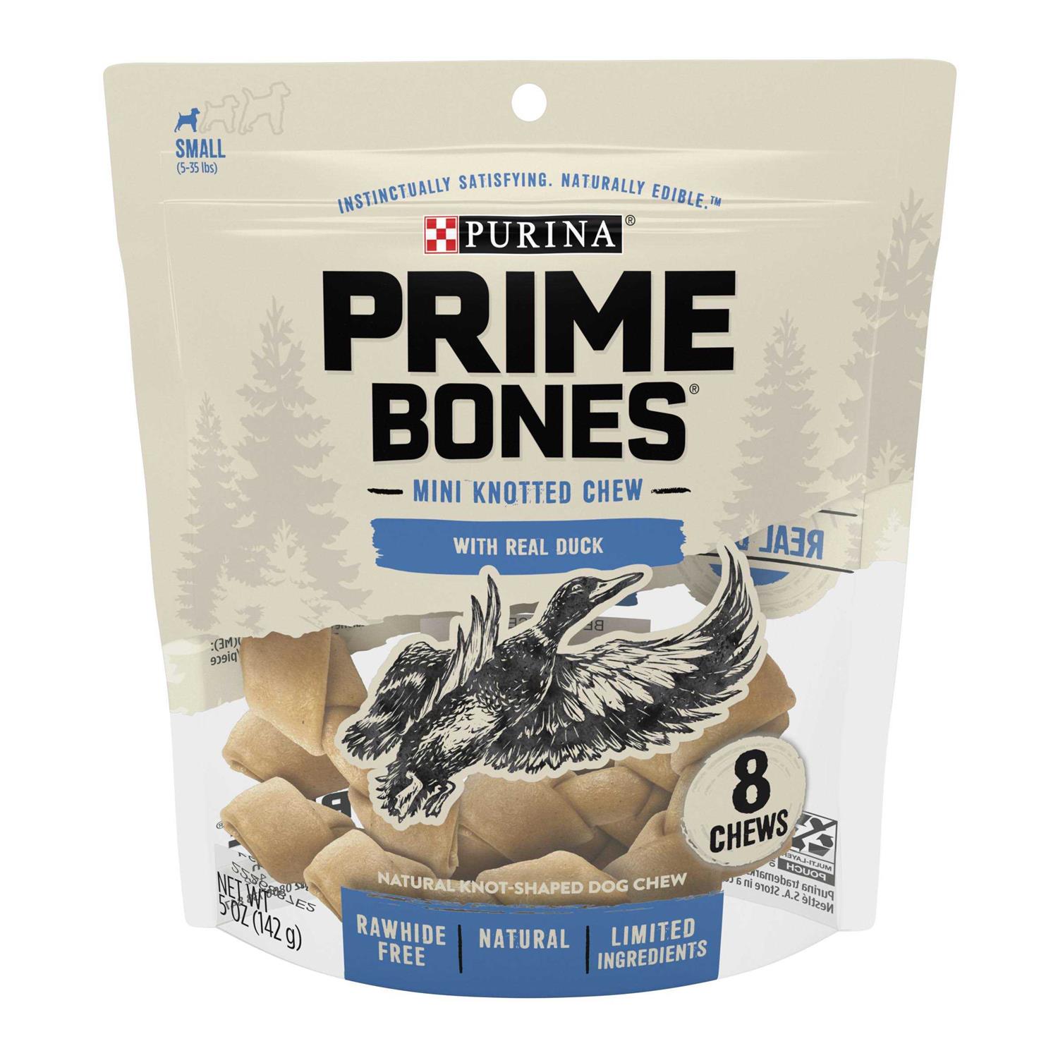 Purina Prime Bones Mini Knotted Chews Rawhide Free Natural Dog Treats - Healthber