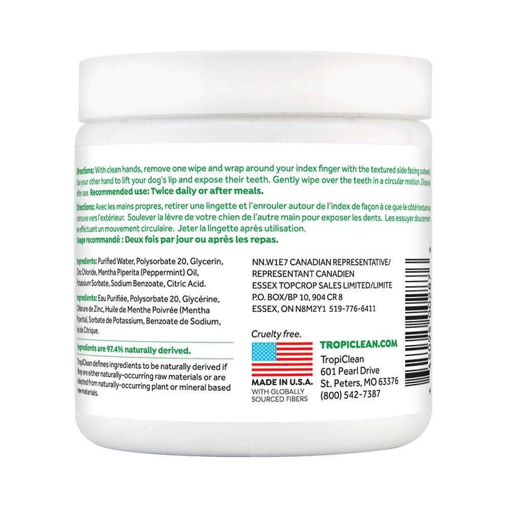 Tropiclean Fresh Breath Dental Wipes for Dogs - Healthber