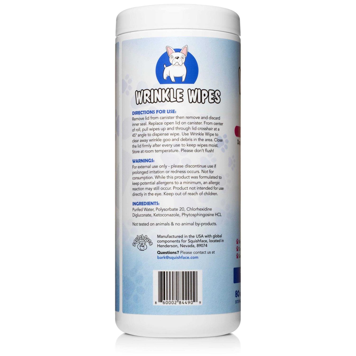 Squishface Wrinkle Wipes – 5”x7” Large Dog Wipes Deodorizing Tear Stain Remover – Great for English Bulldog - Healthber