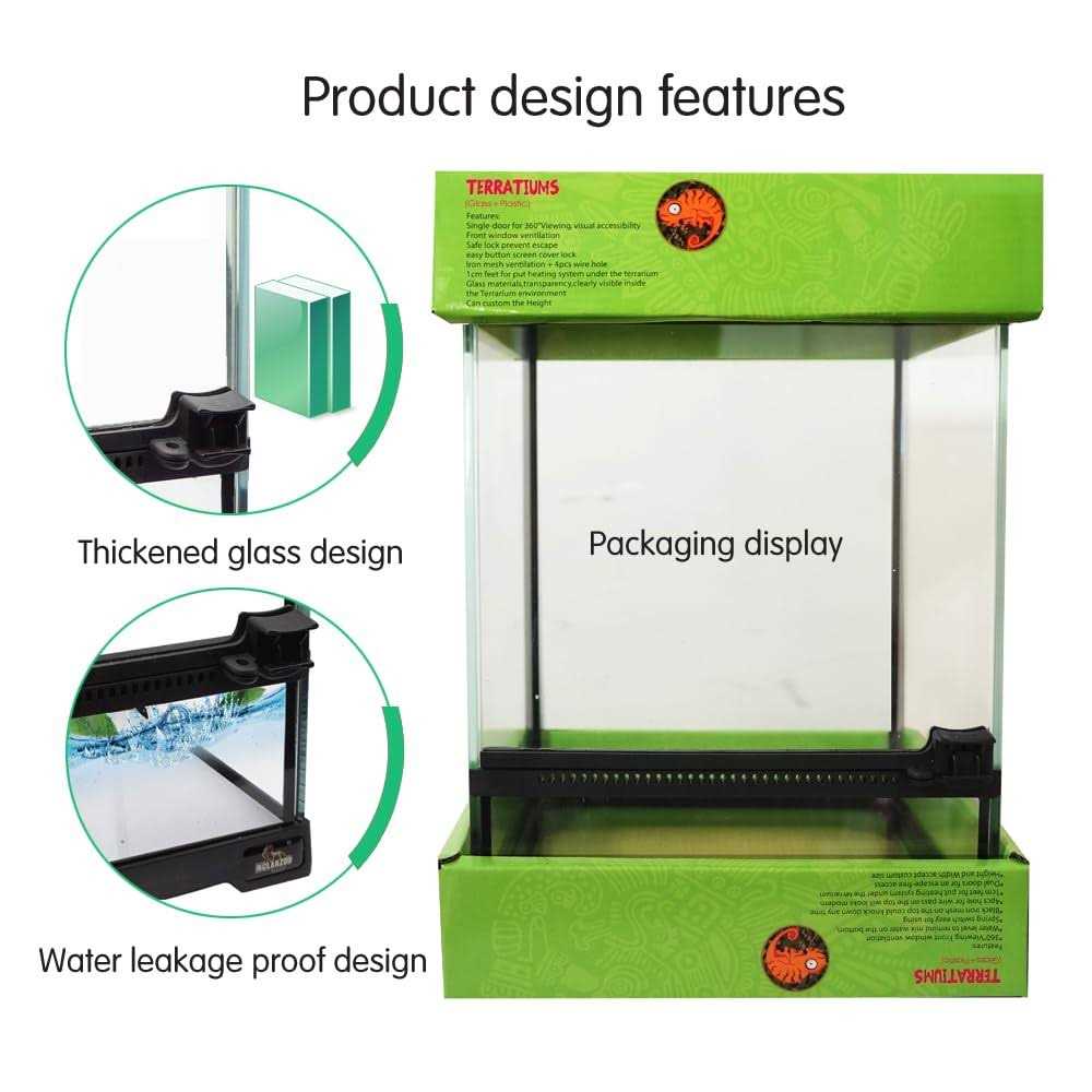 Waazoorep Mini Reptile Glass Terrarium Tank 8x8x12“ Full View with Front Opening Door and Enclosure Habitat Cage for Leopard Gecko Tarantula Young - Healthber