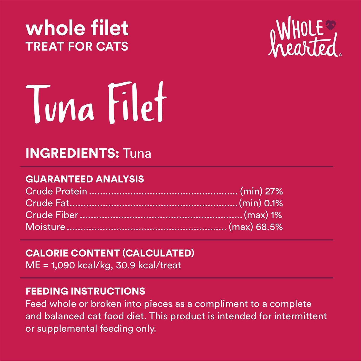 WholeHearted Protein-Rich Tuna Filet Cat Treat - Healthber
