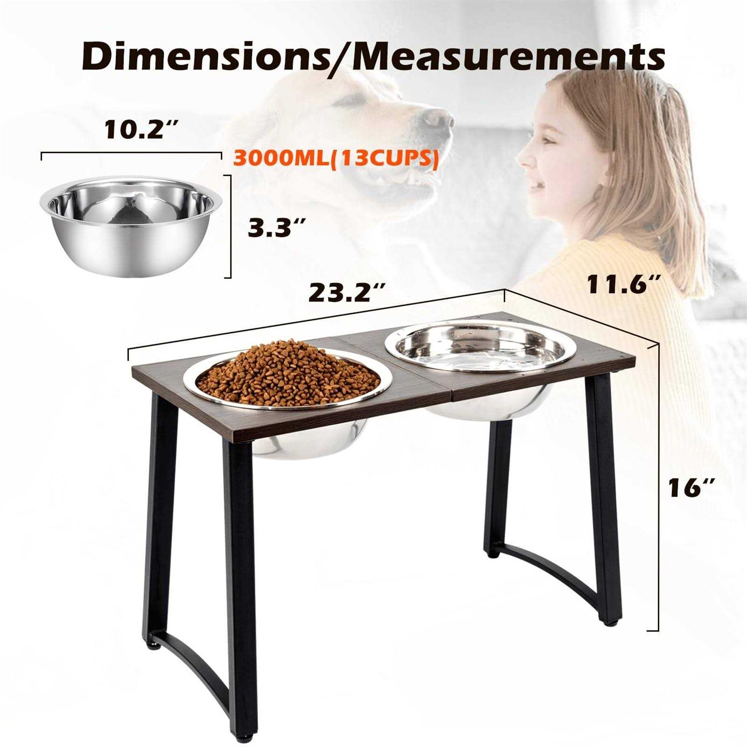 ADENGL Elevated Dog Bowls for X-Large and Large Dogs Raised Dog Bowl Stand with 2 X-Large Stainless Steel Bowls and Slow Feeder - Healthber
