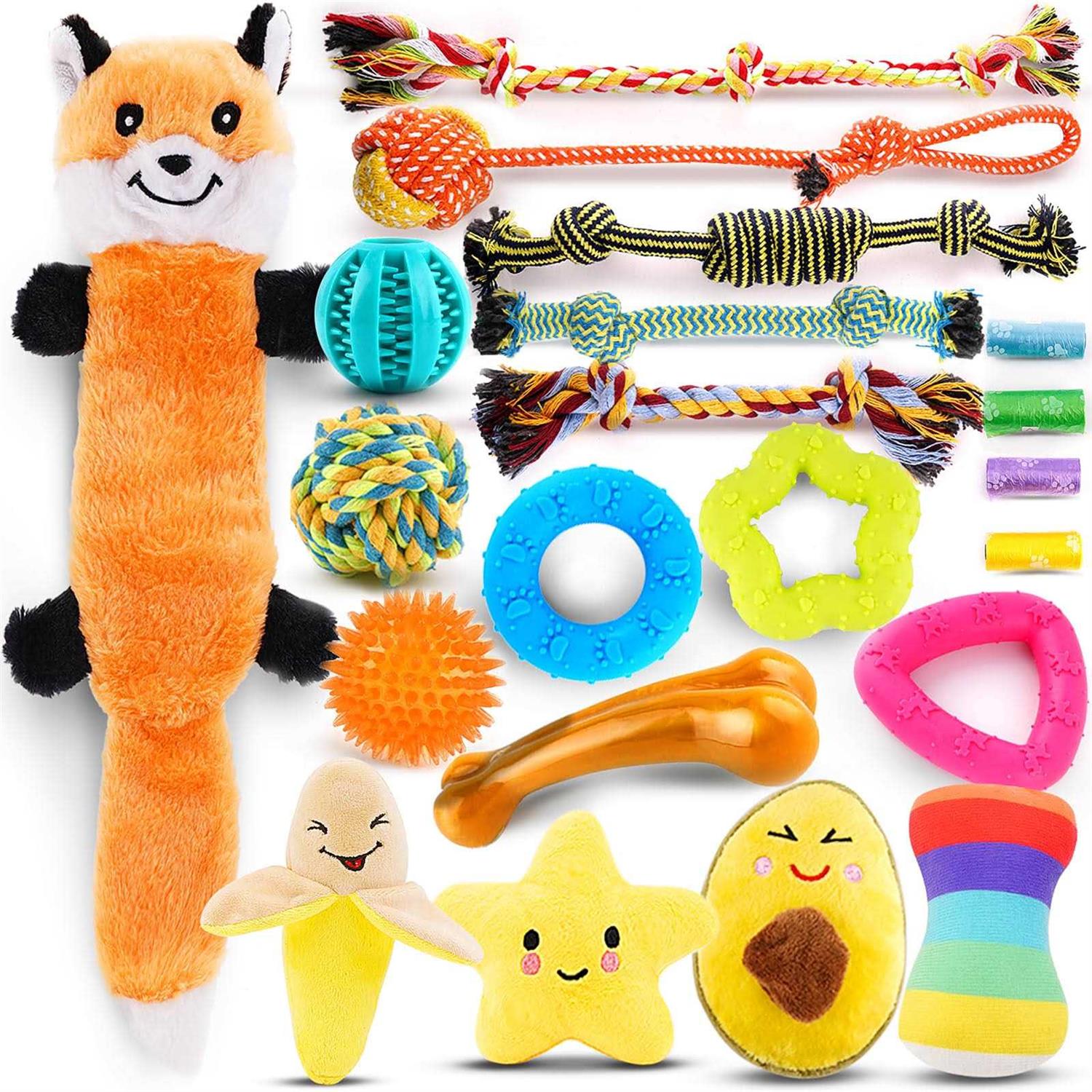 LOYEE Puppy Toys 21 Pack Small Dog Chew Toys with Rope Toys for Teething Pet Cute Squeak Toy with Treating Ball for Puppy - Healthber