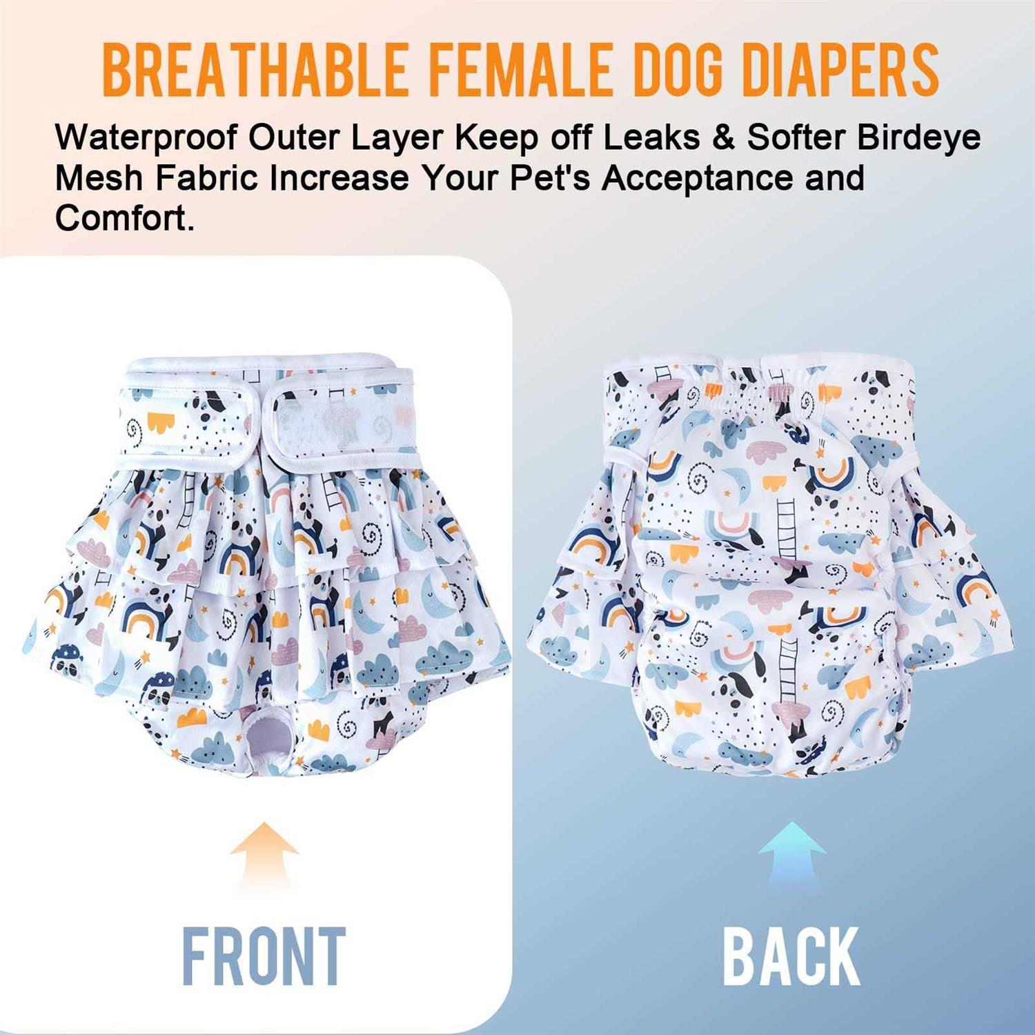 Tsikavo Washable Dog Diapers Female 3 Pack Premium Reusable Doggie Diapers,High Absorbency Leak-Proof Puppy Diapers for Female Dog in Heat - Healthber