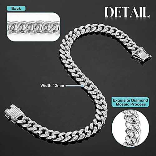 Dog Chain Diamond Cuban Collar Walking Metal Chain Collar with Design Secure Buckle - Healthber