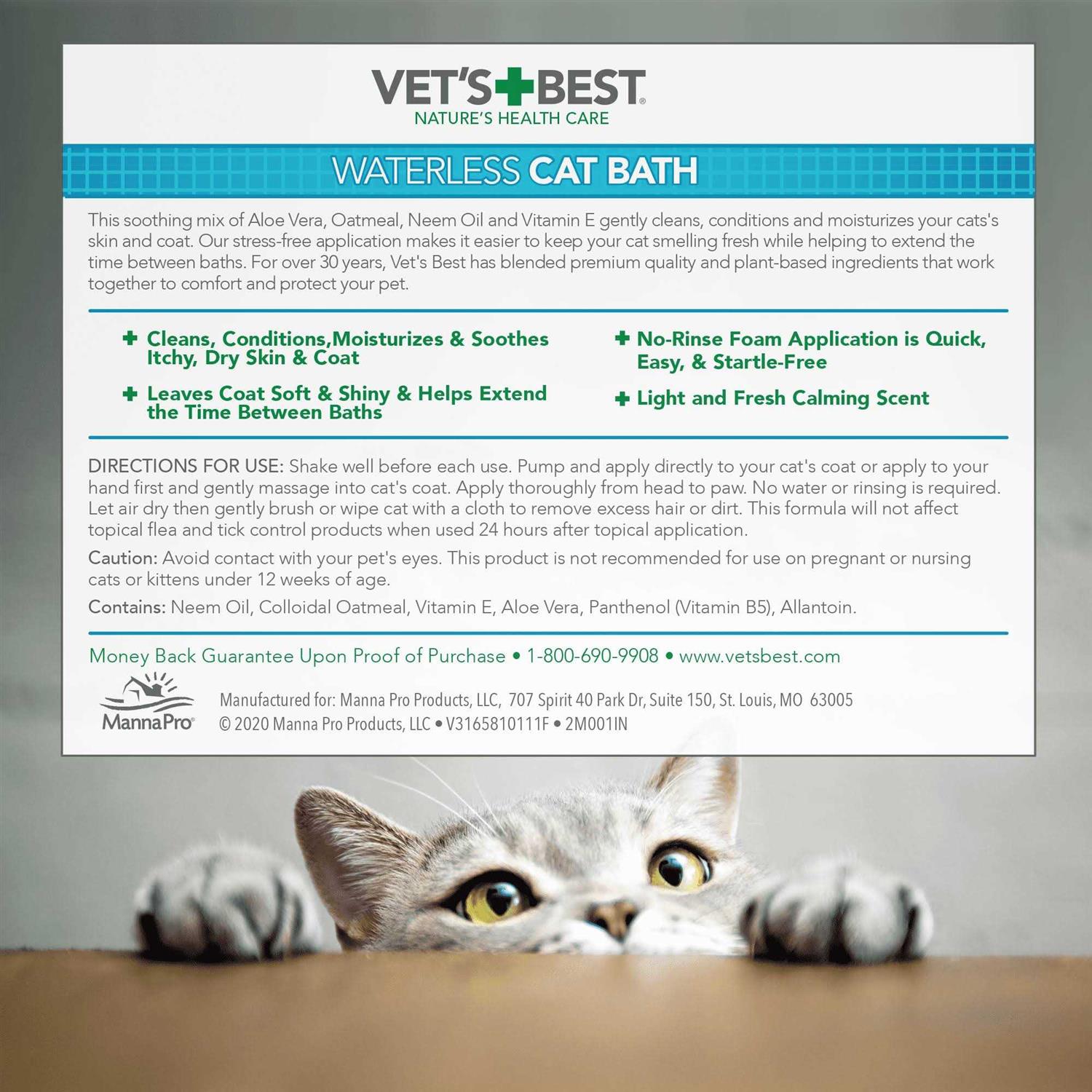 Vet’s Best Cat Waterless Bath - Healthber