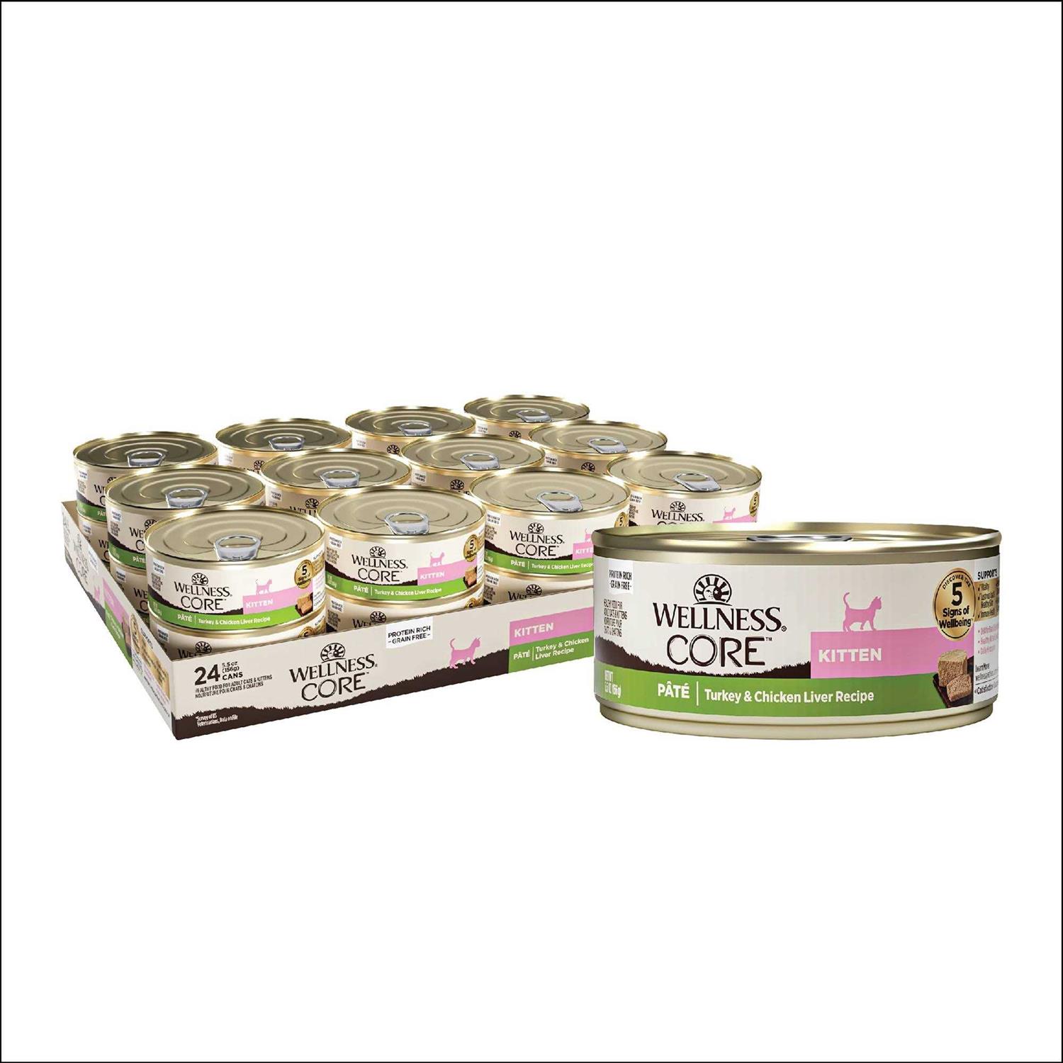 Wellness CORE Natural Grain-Free Turkey & Chicken Liver Pate Canned Kitten Food - Healthber