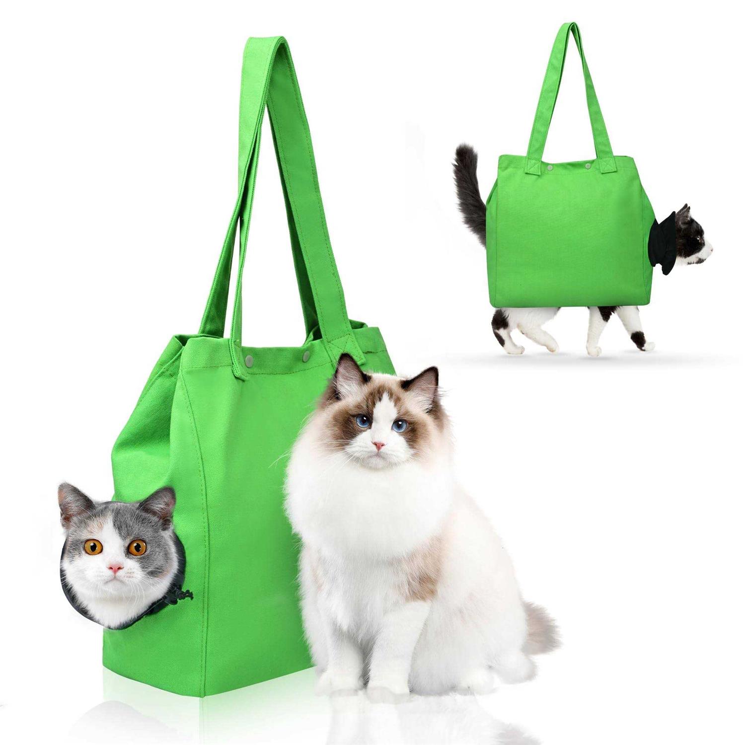Cat Carrier Soft Cat Travel Bag Sling Pet Accessories Outdoor Color Green Size L,Can take Cats and Dogs Out for a Walk,Support Cats and Dogs up to - Healthber