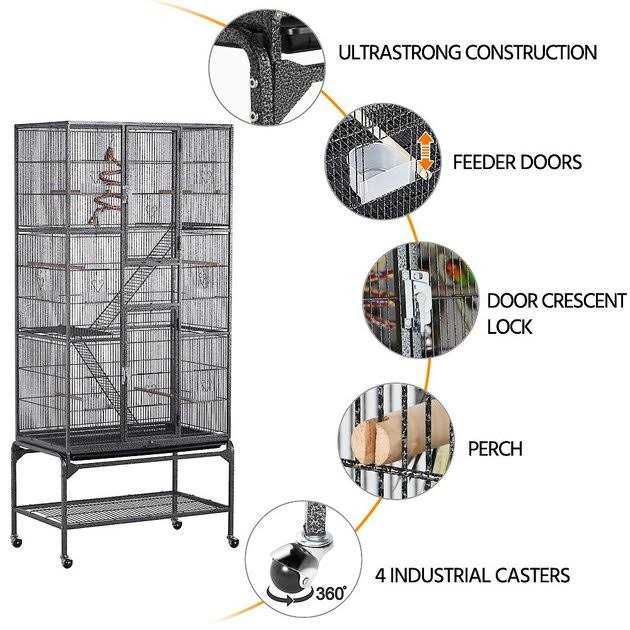 Yaheetech 69-in Parrot Cage with Detachable Stand - Healthber