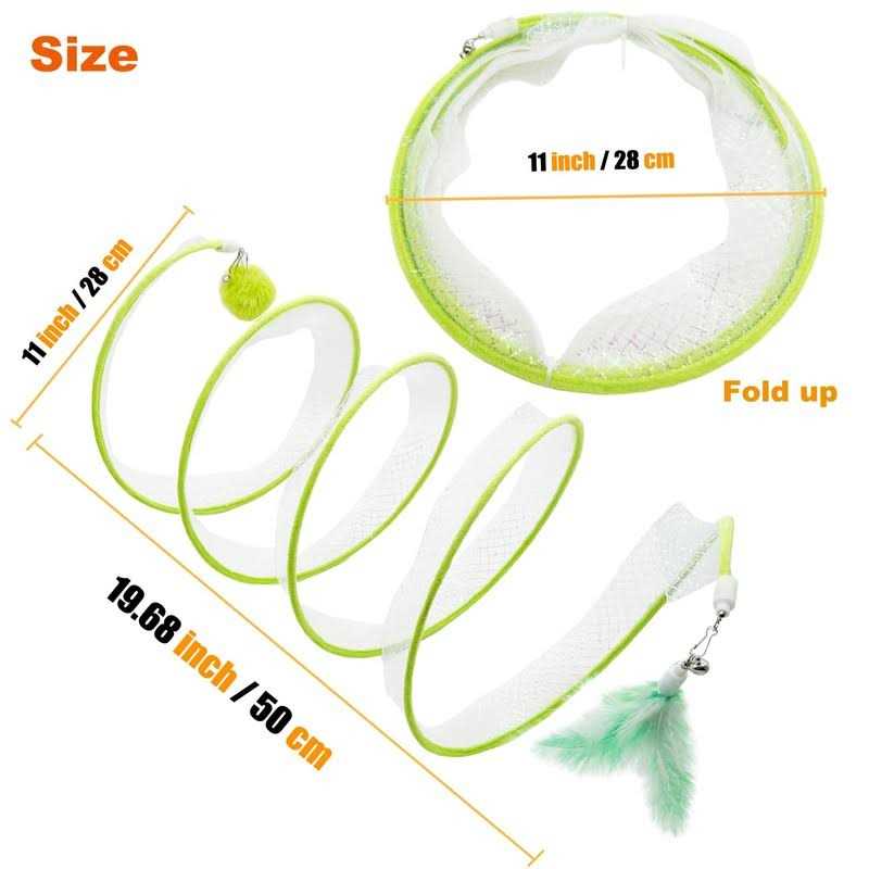 CATENEED S Type Cat Tunnel Toy Folded Cat Tunnel Spring Toy - Healthber