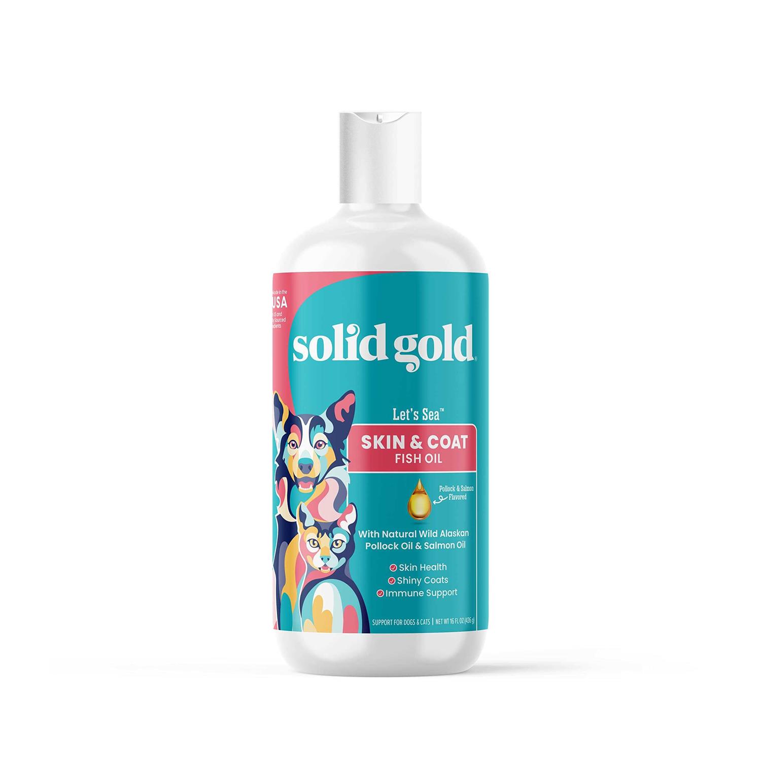 Solid Gold Fish Oil for Dogs & Cats Wild Alaskan Salmon Oil for Dogs Skin and Coat Support - Healthber