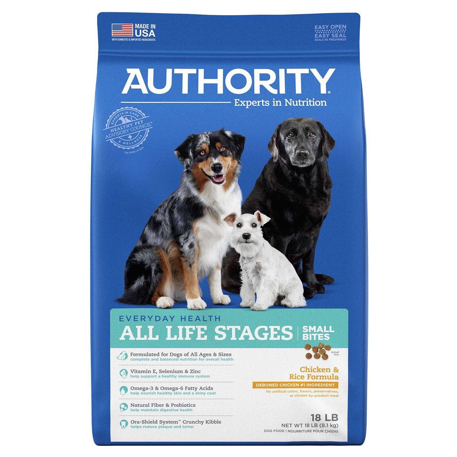 Authority Small Bites Chicken Rice Formula Dry Dog Food - Healthber