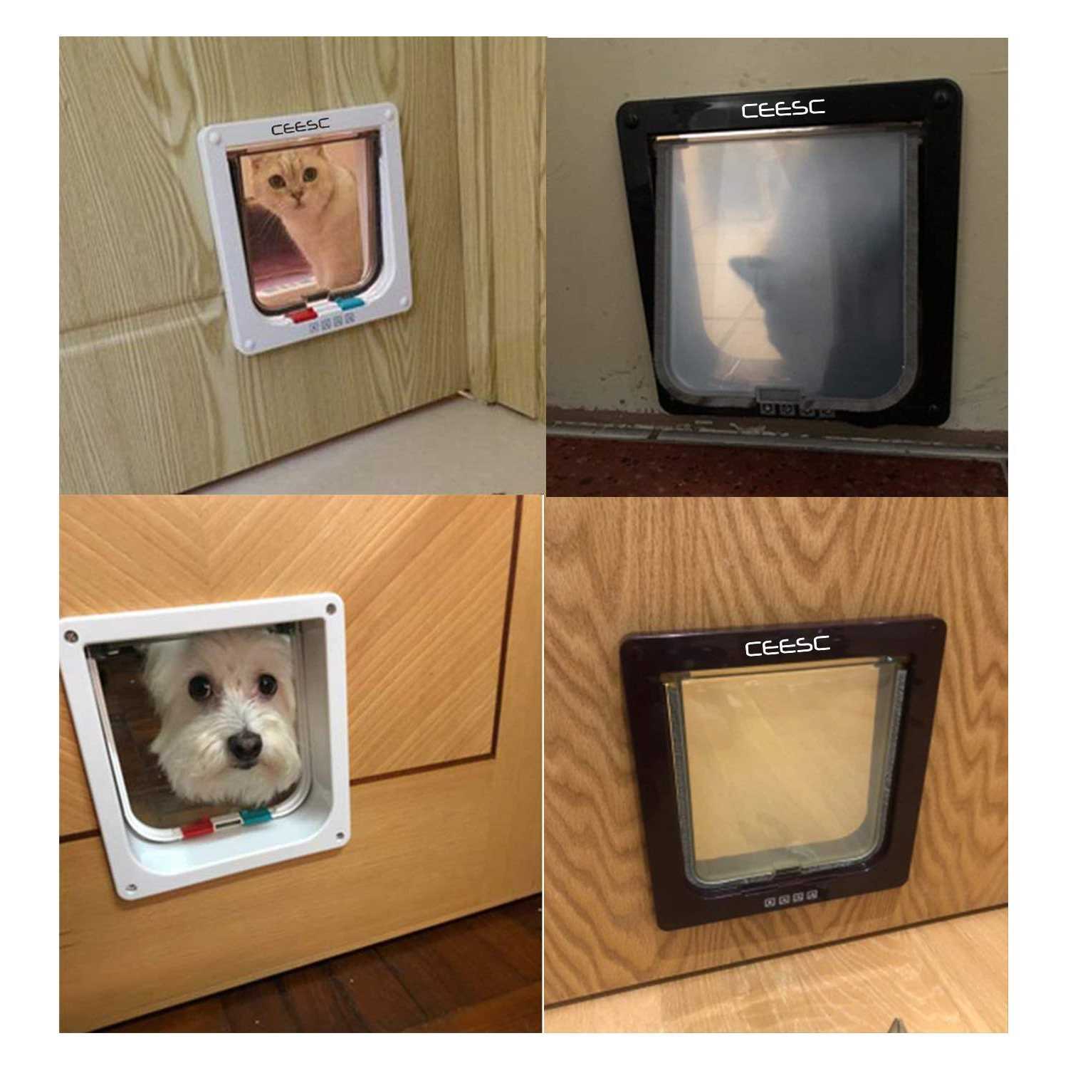 CEESC Extra Large Cat Door 4 Way Locking Large Cat Door for Interior Exterior Doors - Healthber