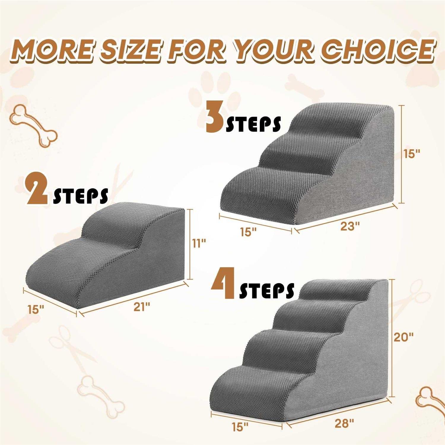 Romrol Dog Stairs Ramp for Beds Couches,Extra Wide Pet Steps with Durable Non-Slip Waterproof Fabric Cover - Healthber