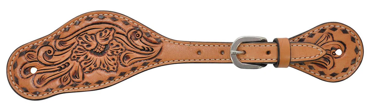 Circle Y Ladies' Floral with Buckstitch Spur Straps - Healthber