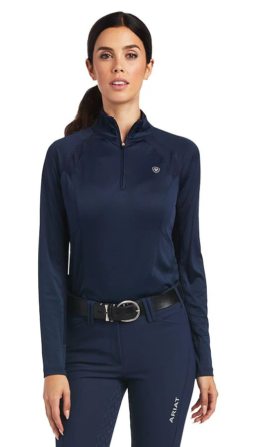 Sunstopper 2.0 1/4 Zip Long Sleeve Baselayer, Navy - Healthber