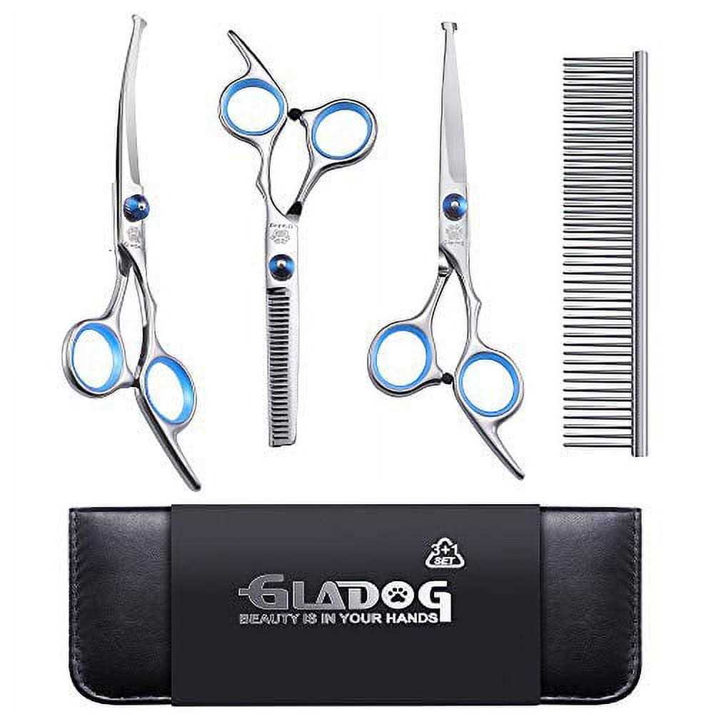GLADOG Professional Dog Grooming Scissors Set, 4 in 1 Pet Grooming Scissors for dogs with Safety Round Tips, Sharp and Durable - Healthber