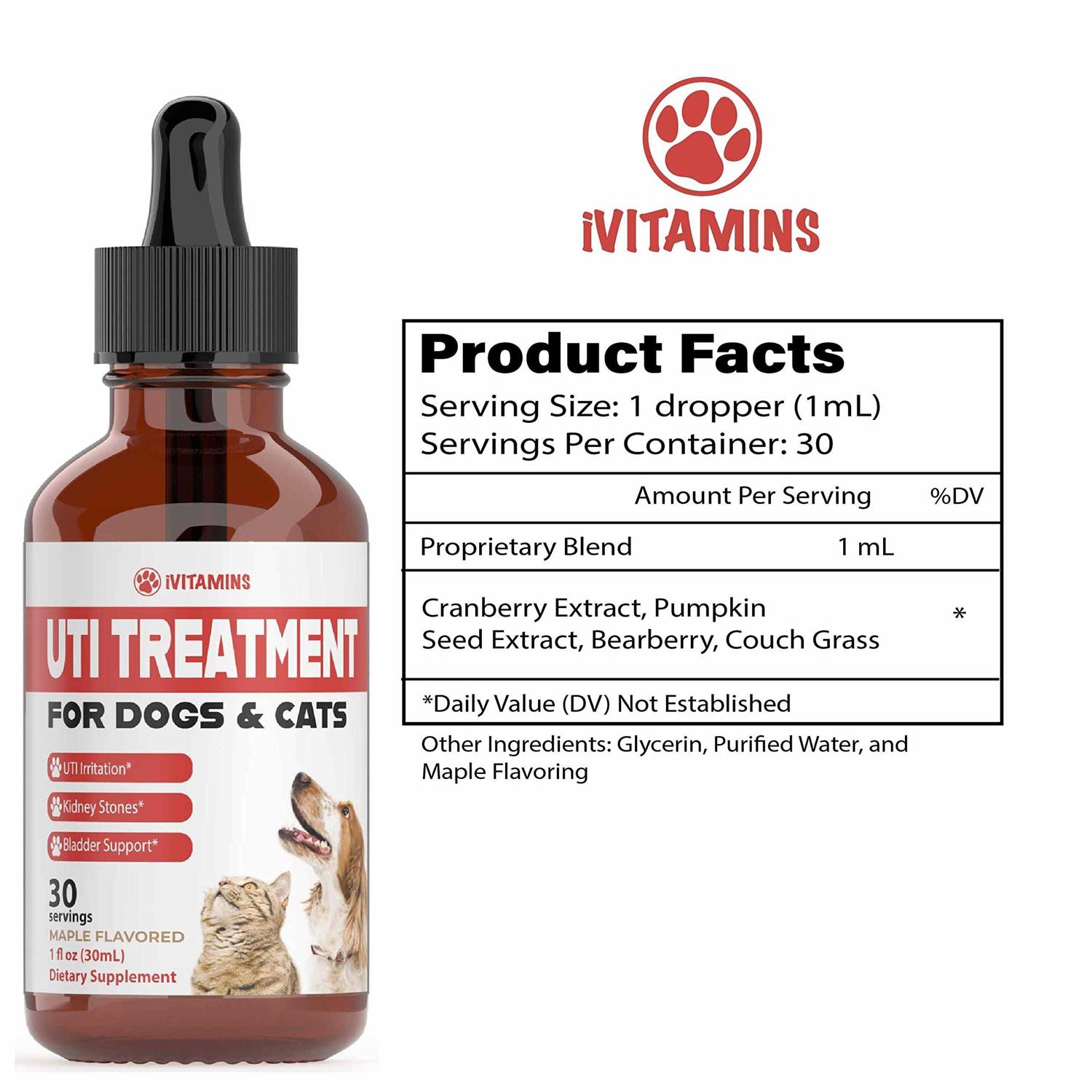 iVitamins Dog UTI Treatment Cat UTI Medicine Pumpkin for Dogs Cranberry Supplement for Dogs - Healthber