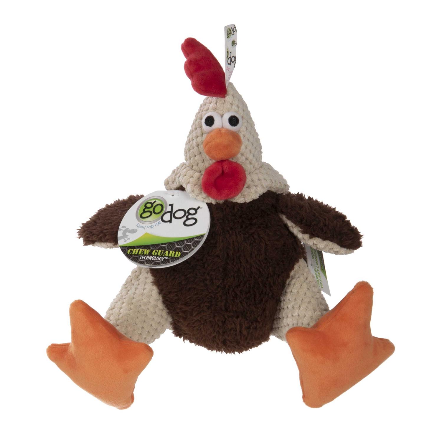 goDog Checkers Fat Rooster Dog Toy - Healthber