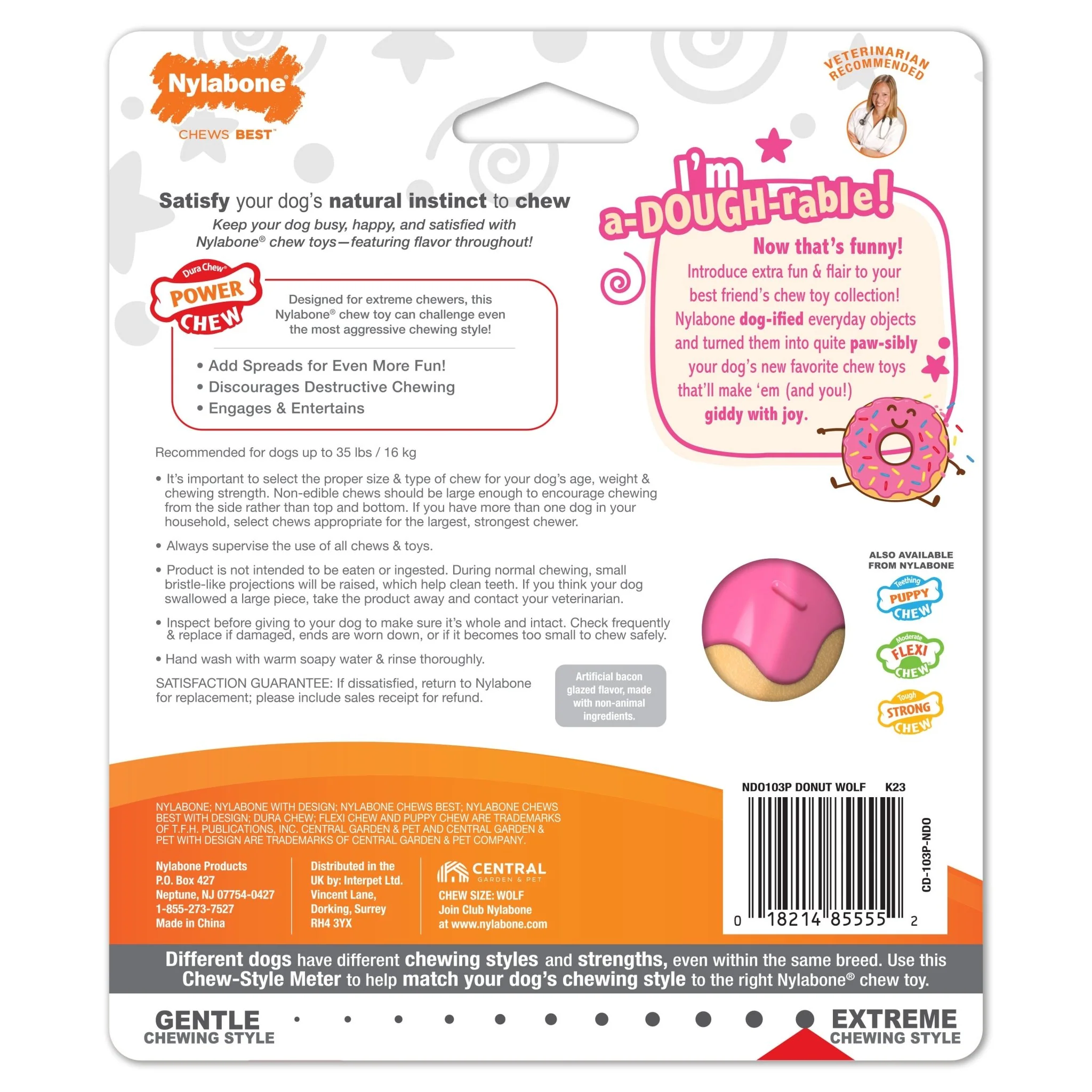 Power Chew Donut Dog Toy, Bacon Glazed - Healthber