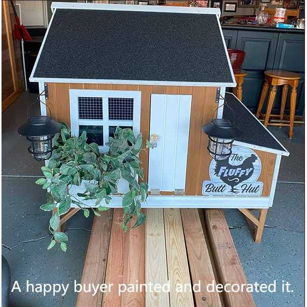 Omitree Deluxe Large Wood Chicken Coop Backyard Hen House 4-8 Chickens with 3 Nesting Box - Healthber