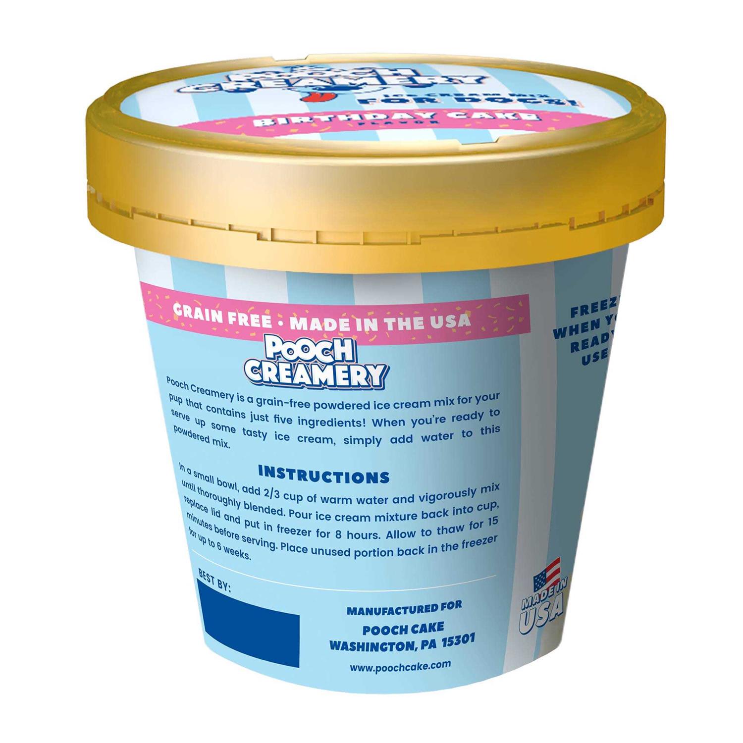 Pooch Creamery Birthday Cake Ice Cream Mix Dog Treat - Healthber