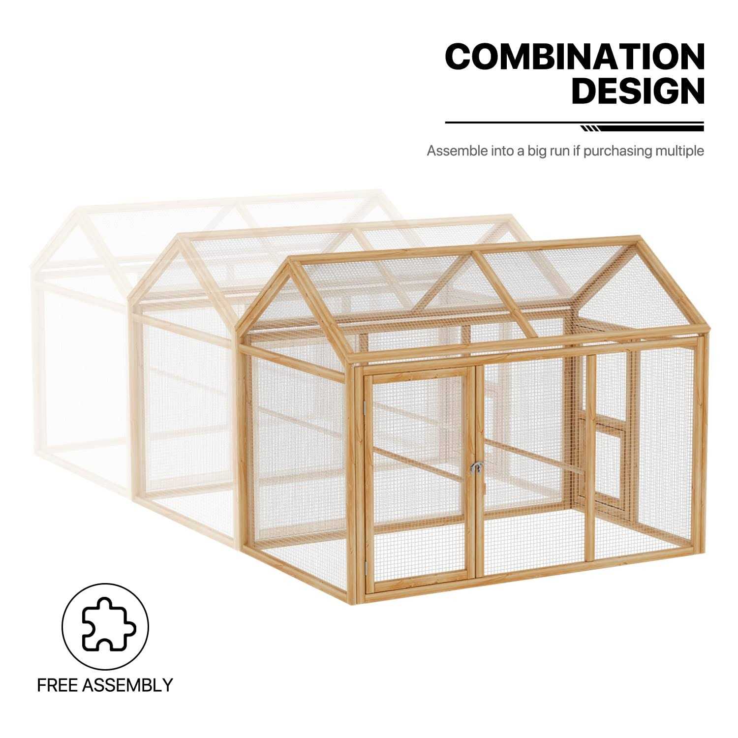 MoNiBloom Outdoor Chicken Coop Large Hen House Poultry Cage with Roosting Rods - Healthber