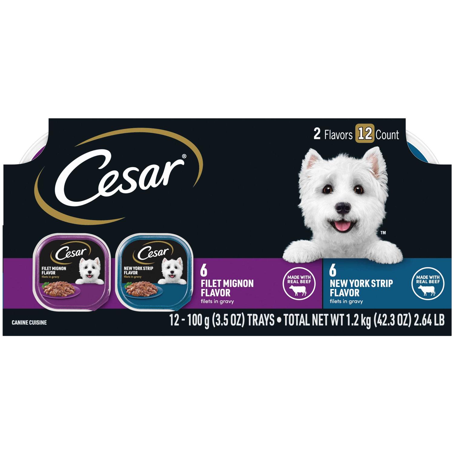 Cesar Filets in Gravy Wet Dog Food Variety Pack - Healthber