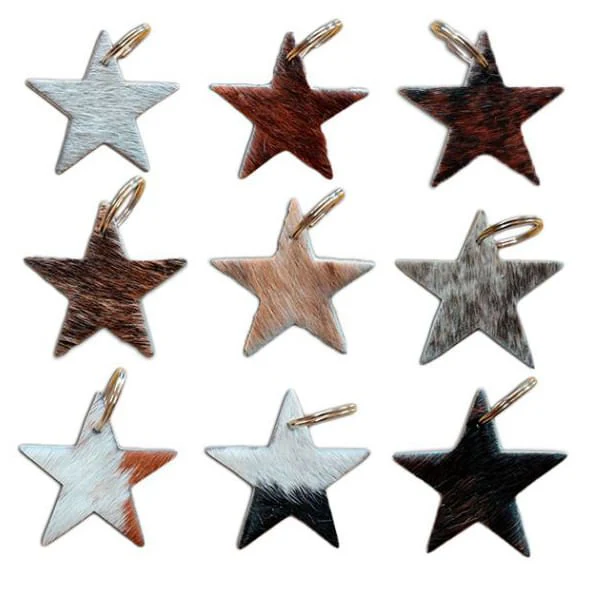Showman Cowhide Star Keychain, Assorted - Healthber