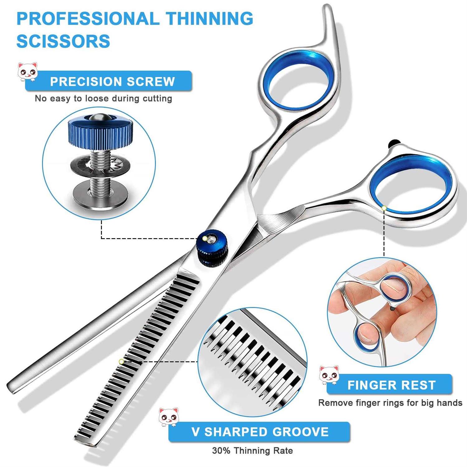 Gimars Professional 6 in 1 Dog Grooming Scissors 4CR Stainless Steel with Safety Round Tip - Healthber
