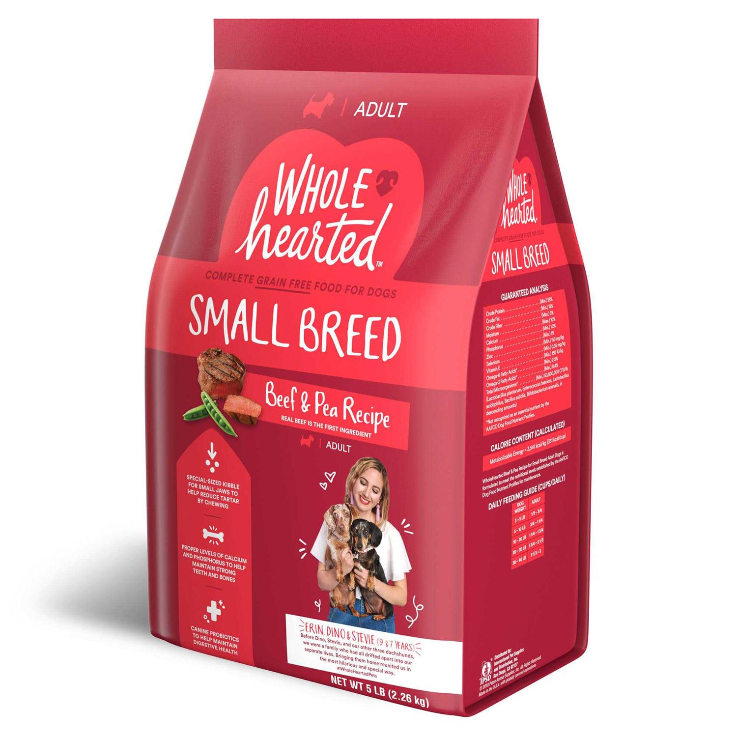 WholeHearted Grain Free Beef & Pea Recipe Small Breed Adult Dry Dog Food - Healthber