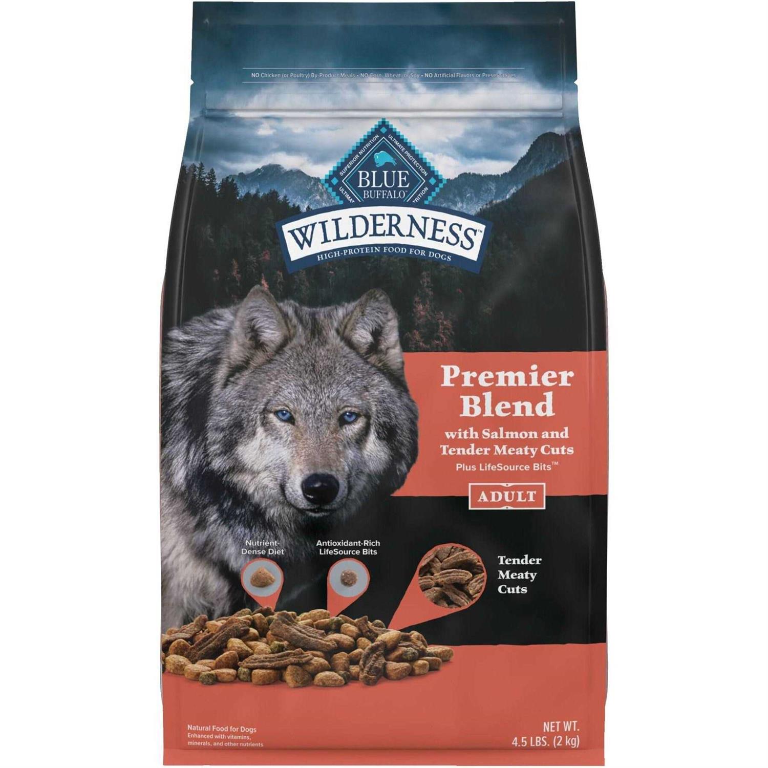 Blue Buffalo Wilderness Premier Blend Adult Natural Meaty Cuts Salmon Dry Dog Food - Healthber