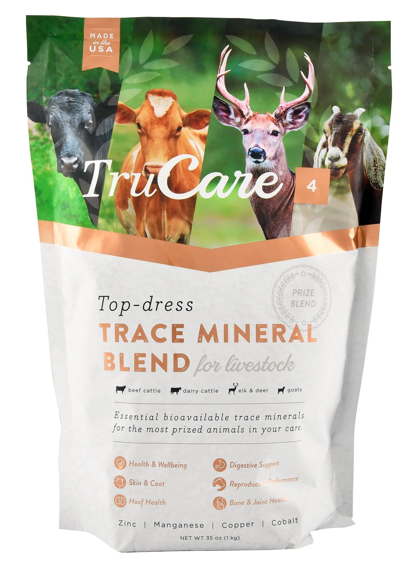 TruCare 4 Top Dress Trace Mineral Blend for Livestock, 35 oz - Healthber
