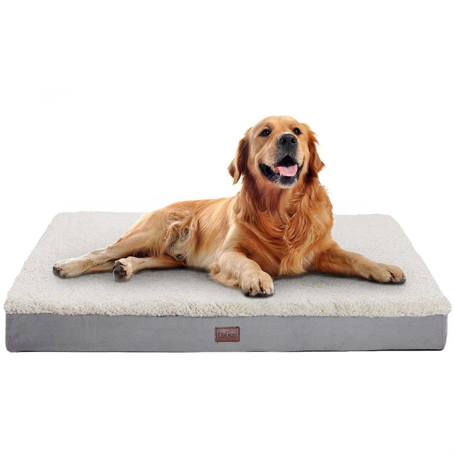 OhGeni Orthopedic Dog Beds for Large Dogs,Dog Bed with Plush Egg Foam Support and Non-Slip Bottom, Waterproof and Machine Washable Removable Pet Bed - Healthber