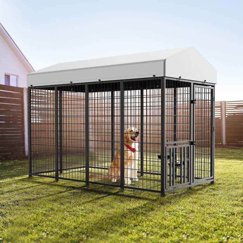 ROOMTEC Large Dog Kennel Outdoor Pet Pens Dogs Run Enclosure Animal Hutch Metal Coop Fence - Healthber