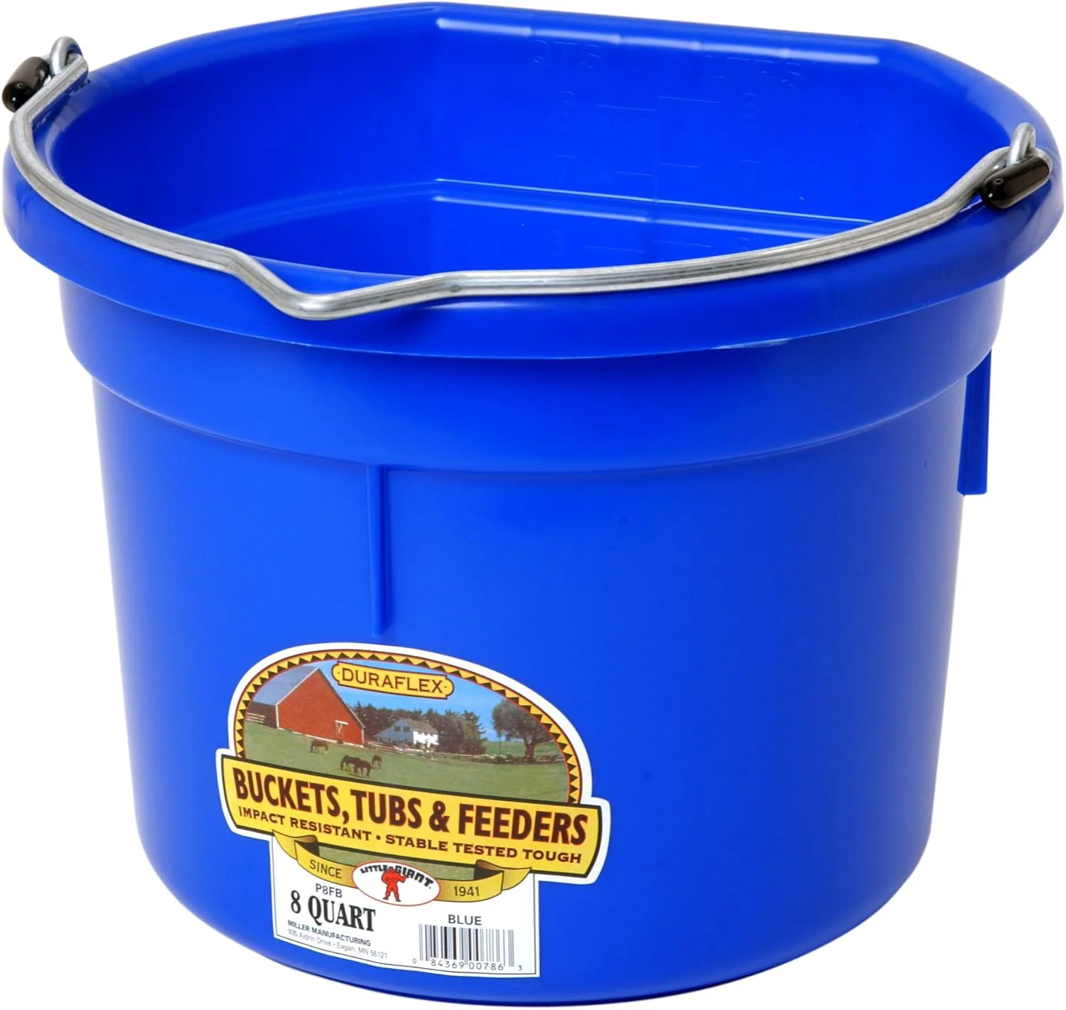 Flat Back Plastic Bucket, 8 qt - Healthber