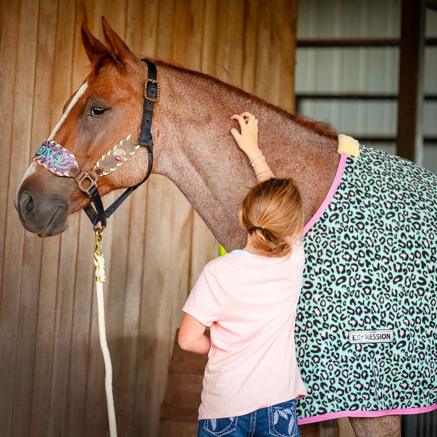 Expression Standard Neck Fleece Horse Cooler, Party Cheetah - Healthber