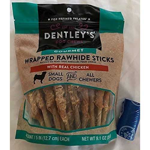 Dentley’s Gourmet 5 Wrapped Rawhide Sticks Dog treats Chicken - Healthber
