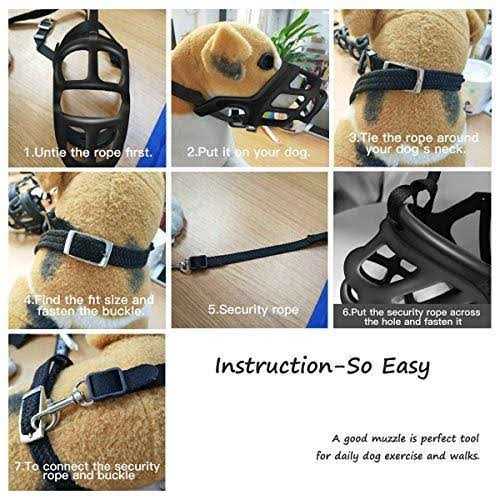 MINGRI Dog Muzzle-Soft Basket Muzzle for Dogs Adjustable and Comfortable Secure Fit,Best Muzzle to Prevent Biting - Healthber