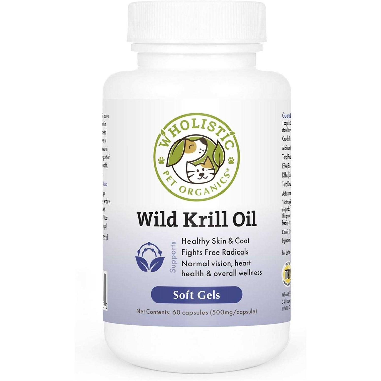 Wholistic Pet Organics Krill Oil Capsules Dog & Cat Supplement - Healthber