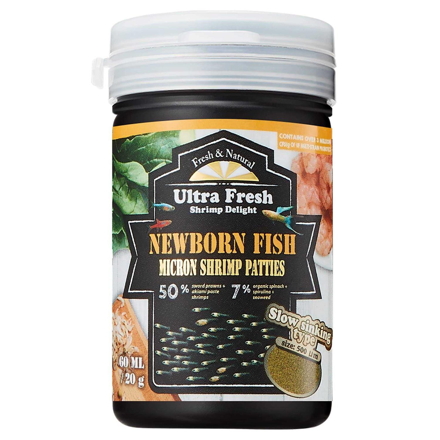 Ultra Fresh Baby Fish Food, 50% Sword Prawns Shrimps, Slow Sinking, Substitute for Baby Brine Shrimp, for Fry’s Health and Cleaner Water - Healthber