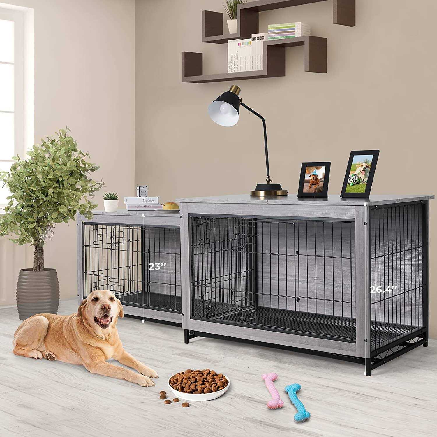Arlopu Dog Crate Furniture Wooden End Table Indoor Dog Kennel - Healthber