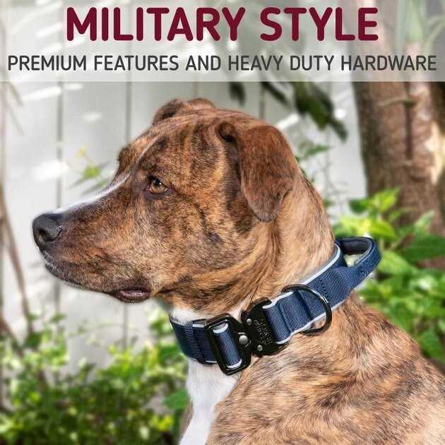 Leashboss Tactical Dog Collar Dog Collar with Handle Heavy-Duty Adjustable Military K9 Collar with Quick Release Buckle and Handle - Healthber