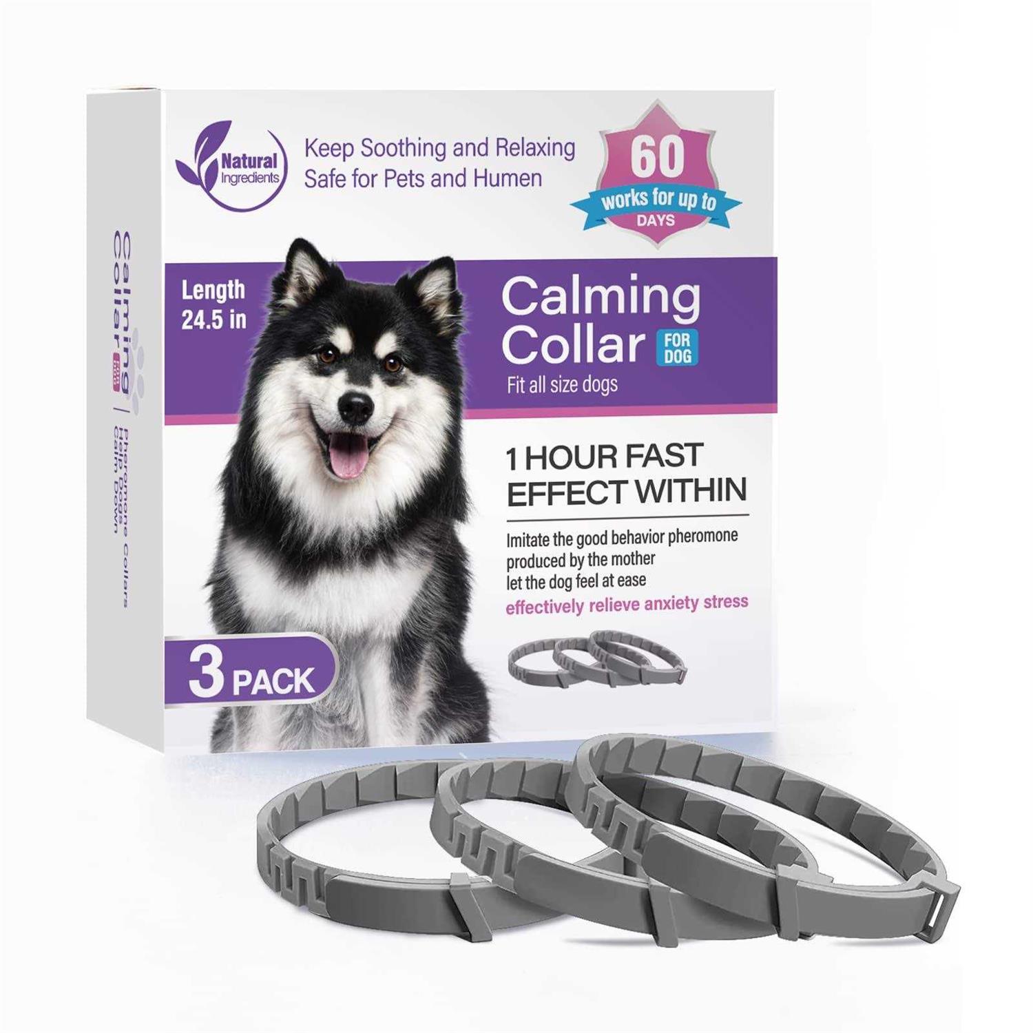 Dogs Calming Pheromones Collar 3 Packs Lasts 60 Days Relieve Reduce Anxiety or Stress 25 Inches Adjustable Relaxing Comfortable Collar Breakaway - Healthber