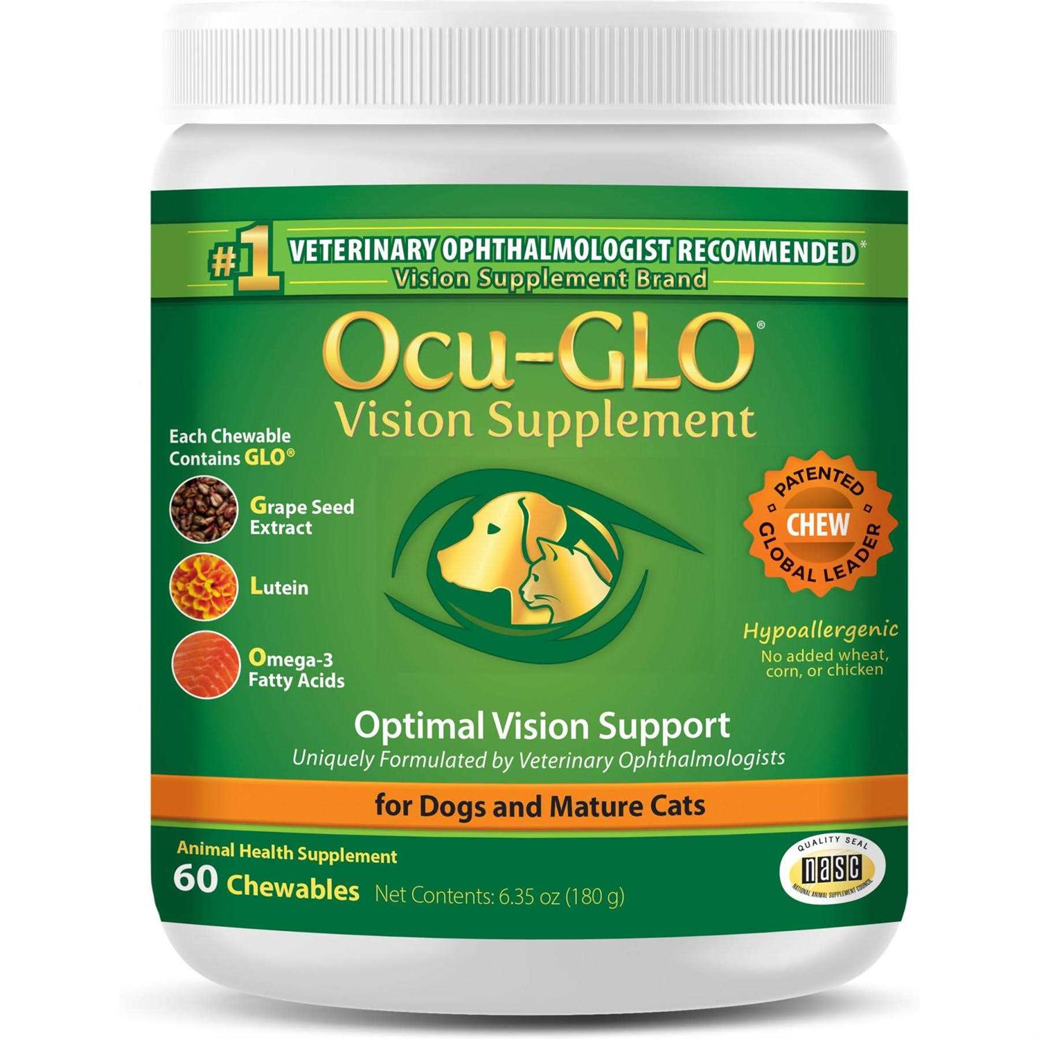 Ocu-GLO Vision Supplement Chewables for Small to Medium Dogs and Cats - Healthber