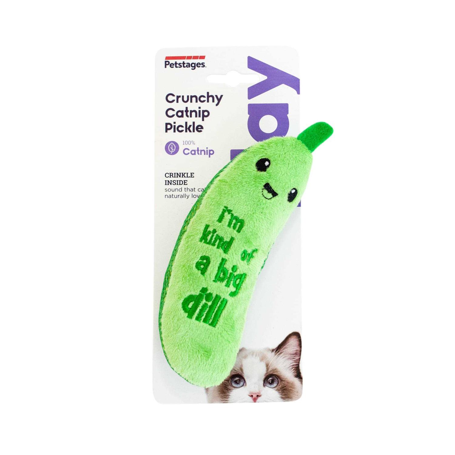 Petstages Crunchy Pickle Kicker Catnip Cat Toy - Healthber