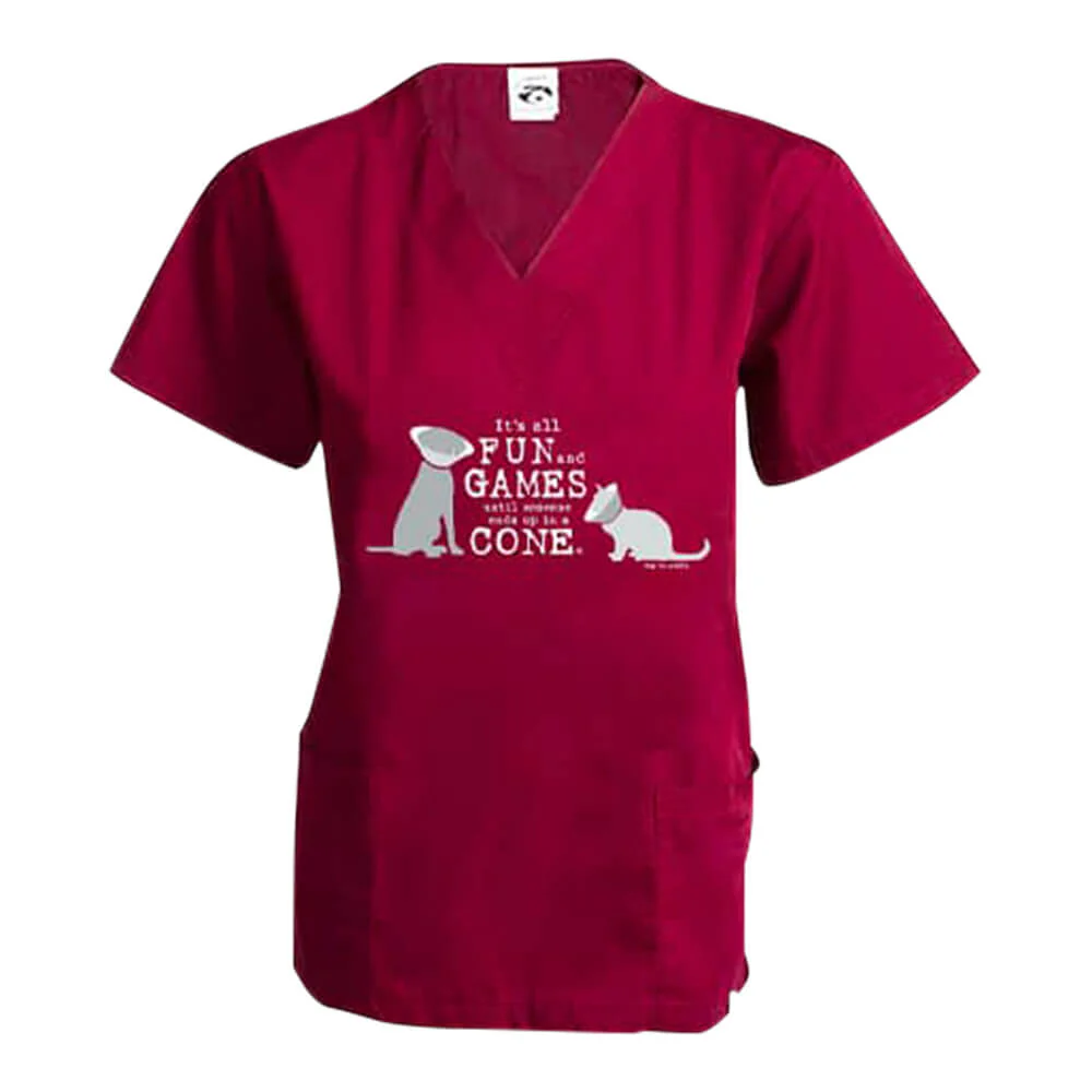 Dog is Good Scrub Top, Fun and Games Cat and Dog - Healthber