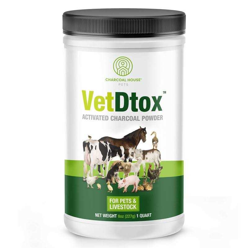 1qt VetDtox Activated Charcoal Powder for Pets & Livestock for poisonings - Healthber