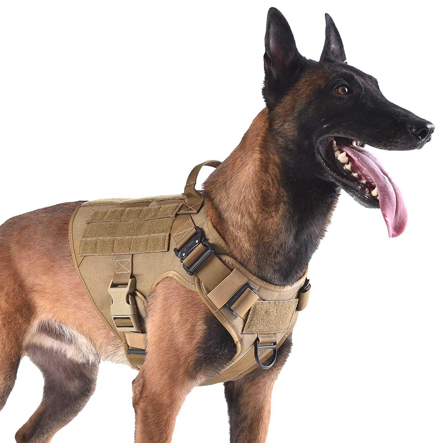 Icefang Tactical Dog Harness Size,2X Metal Buckle,Working Dog Molle Vest with Handle,No Pulling Front Leash Clip,Hook and Loop Panel - Healthber